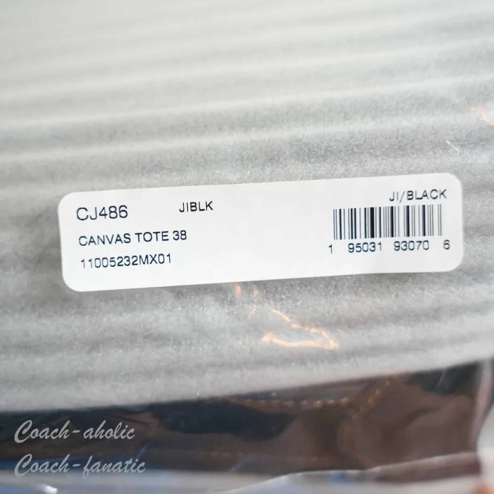 NWT Coach CJ486 Canvas Tote 38 Tote Bag in Black *SEALED*